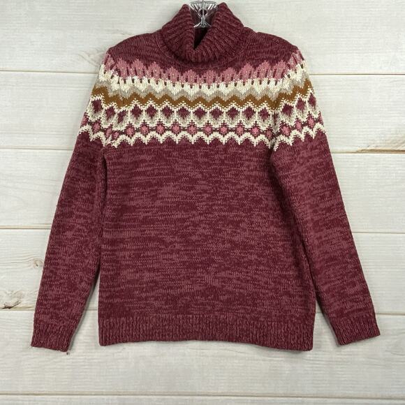 Lands End Sweater Womens S 6-8 Pink Nordic Turtleneck Cotton Wool Soft Pullover - Picture 1 of 9